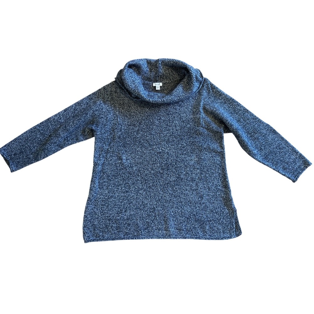 Pure Jill J.‎ Jill Marled Grey Cowl Neck Sweater Cotton Wool Blend Large Chunky